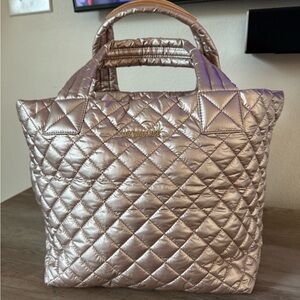 MZ Wallace Rose Gold Quilted Tote Bag